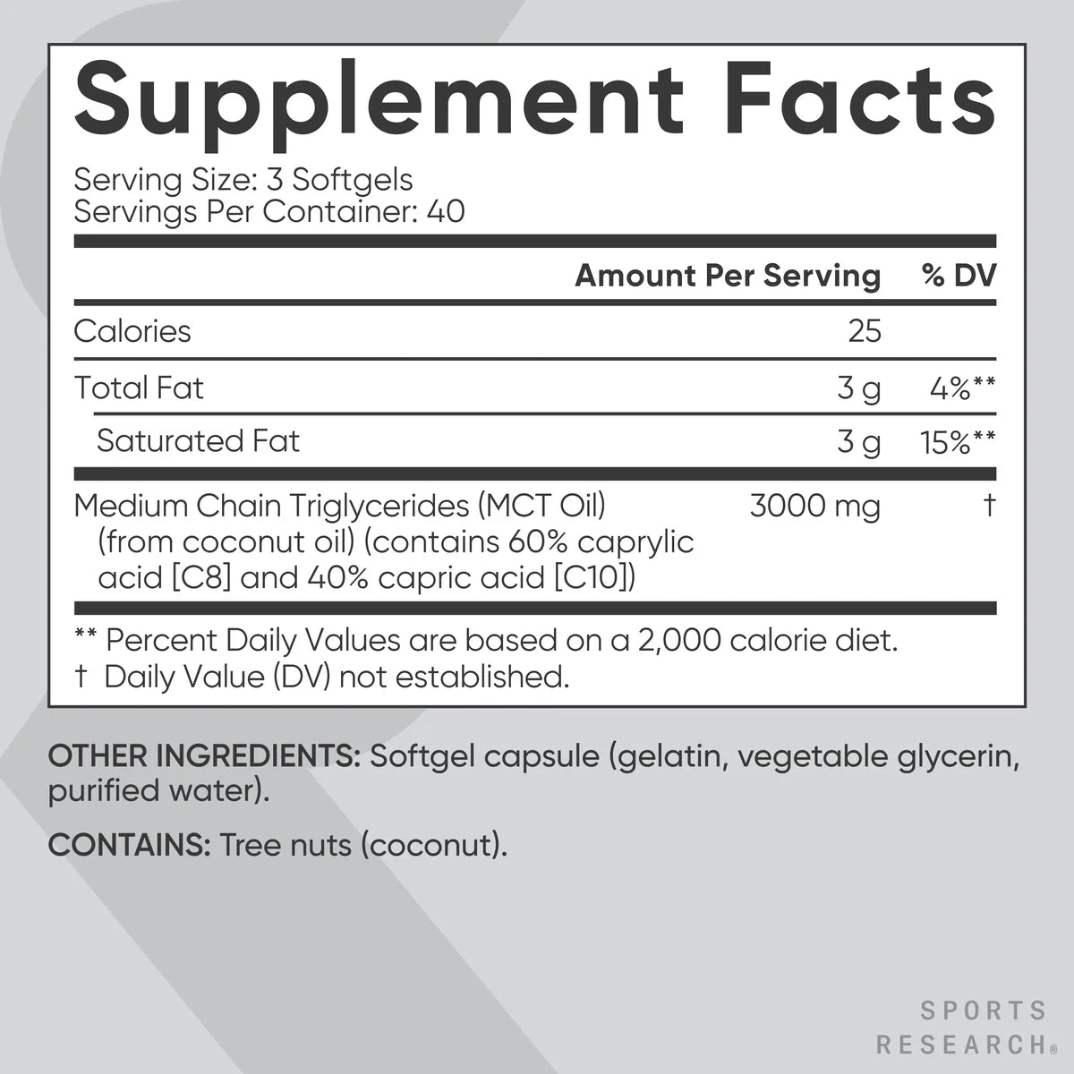 ® SR Keto MCT Oil - Fuel for Brain & Body - from Non-Gmo Coconuts (120 Softgels)