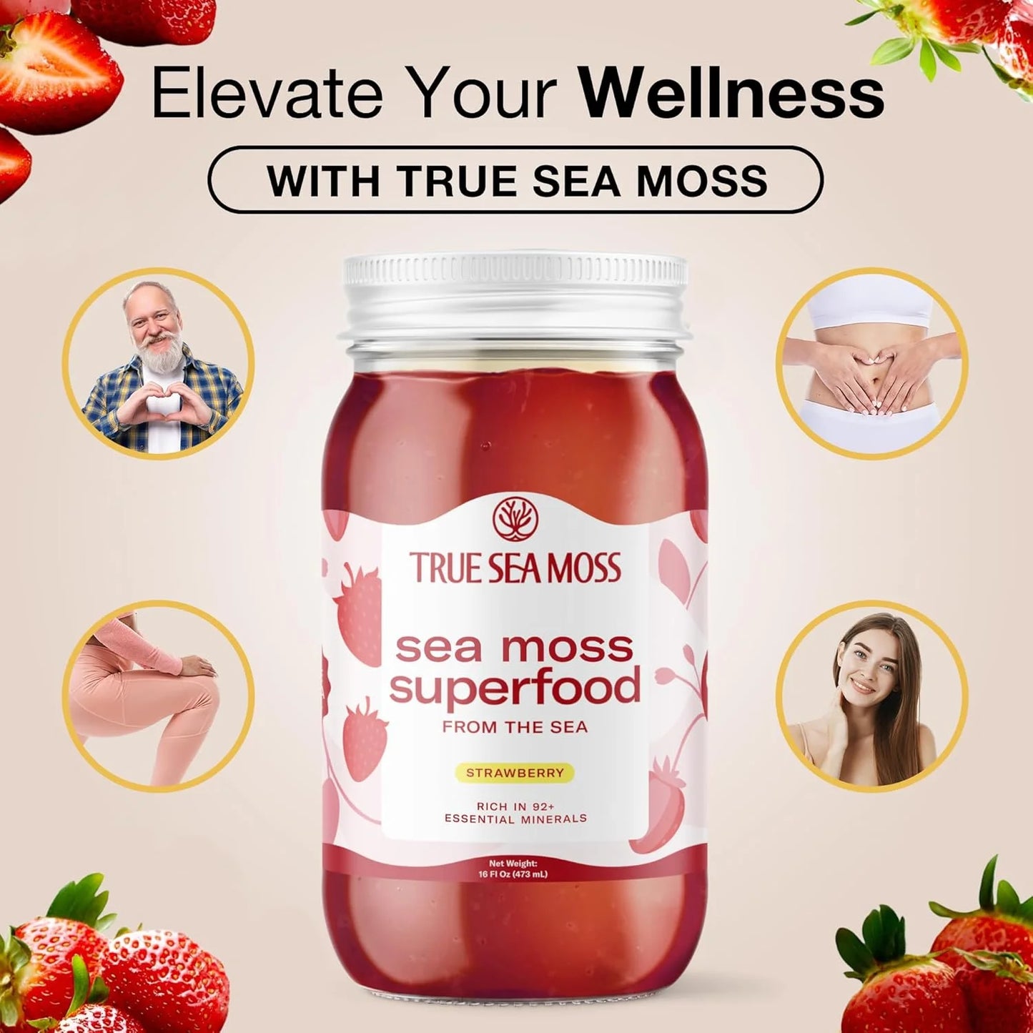 Wildcrafted Irish Sea Moss Gel Antioxidant Health Supplement, Vegan-Friendly Made in USA (Apple, 3), 48 Oz.