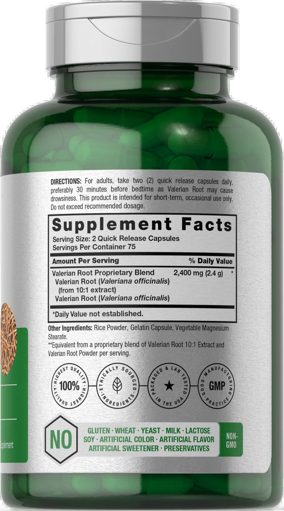 Valerian Root Capsules 2400Mg | 150 Count | Root Extract Supplement | Non-Gmo, Gluten Free | by