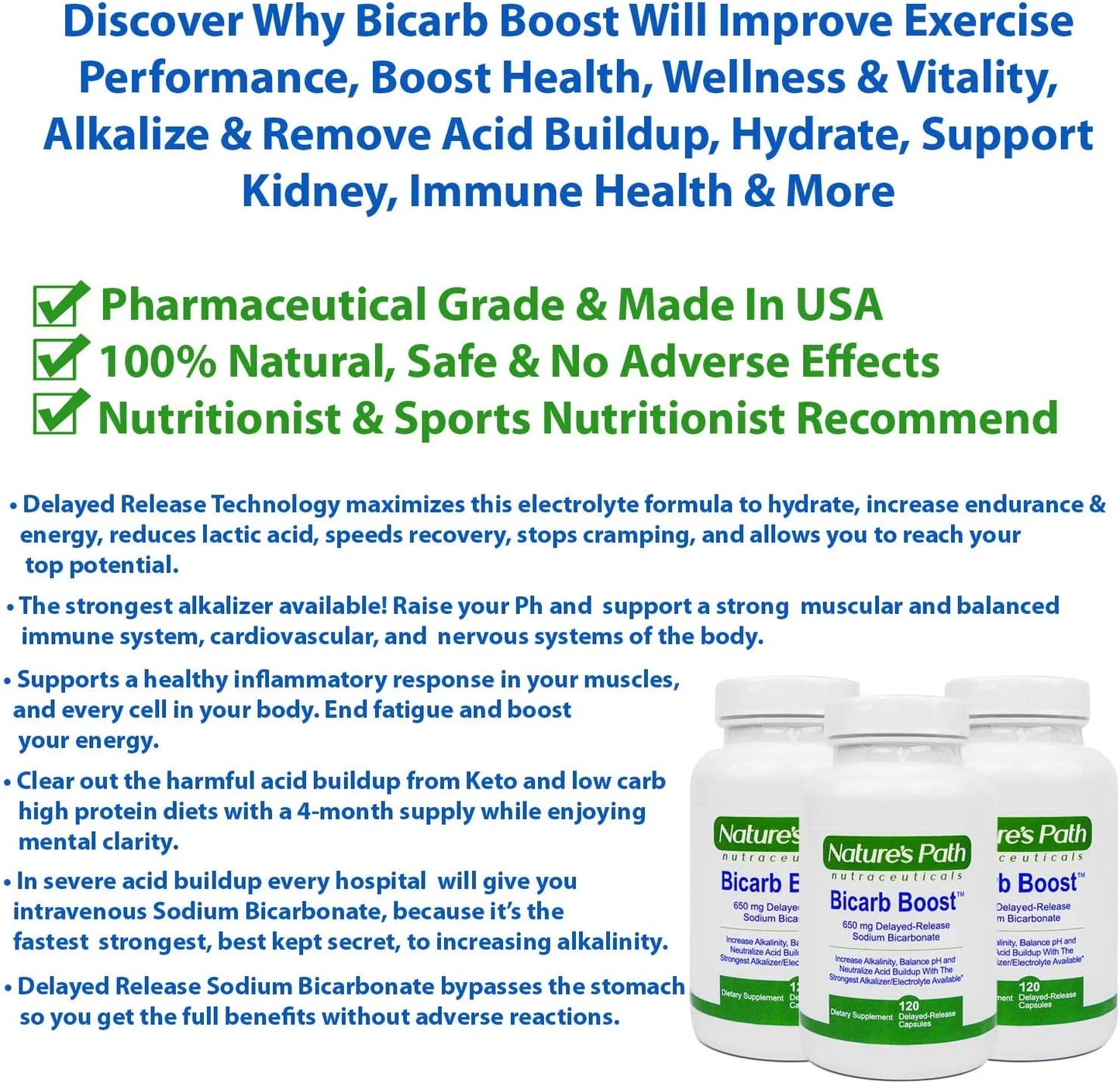 Bicarb Boost - 650Mg Sodium Bicarbonate Alkaline Electrolyte Salt Pill
