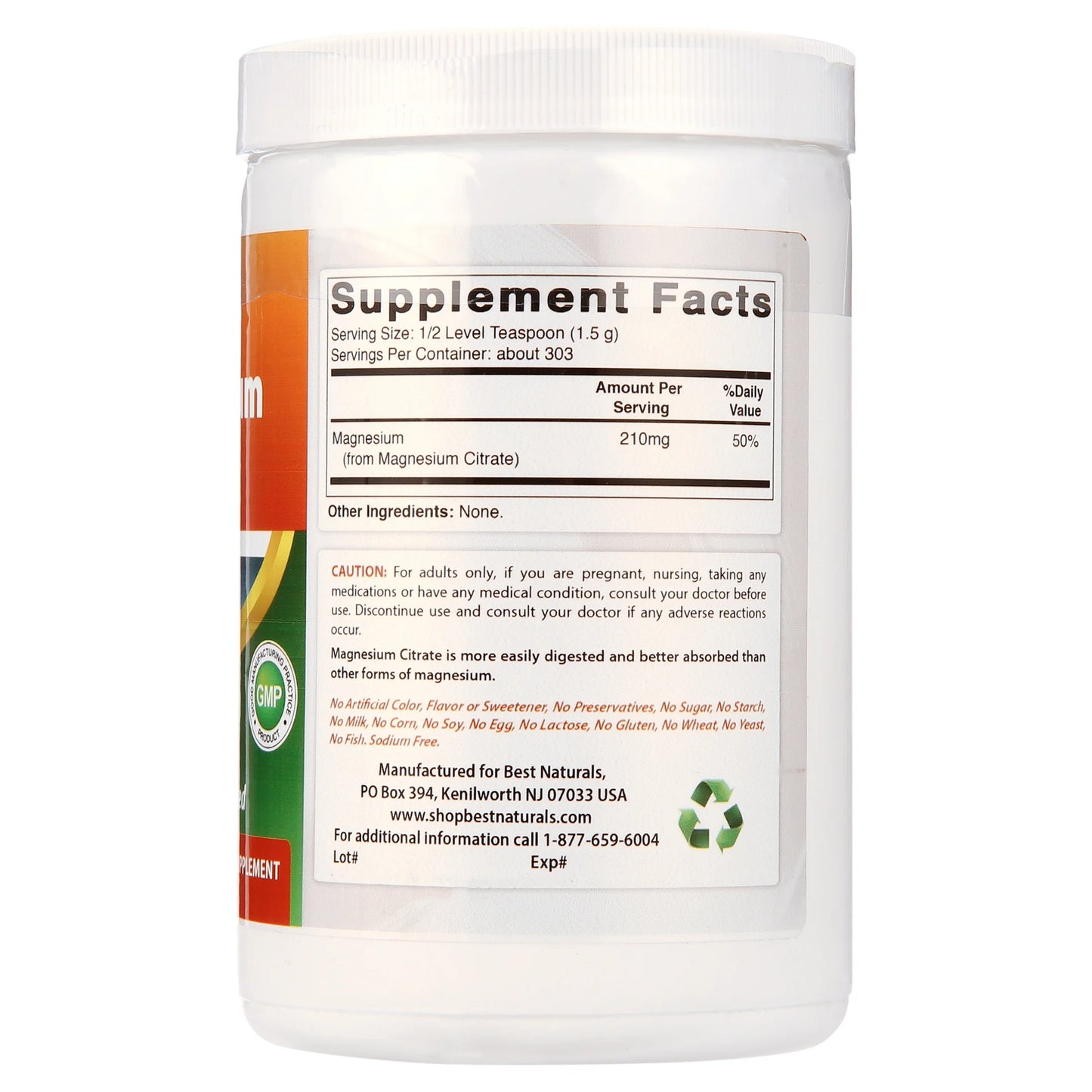 Magnesium Citrate 1 Lb (454G) Pure Powder