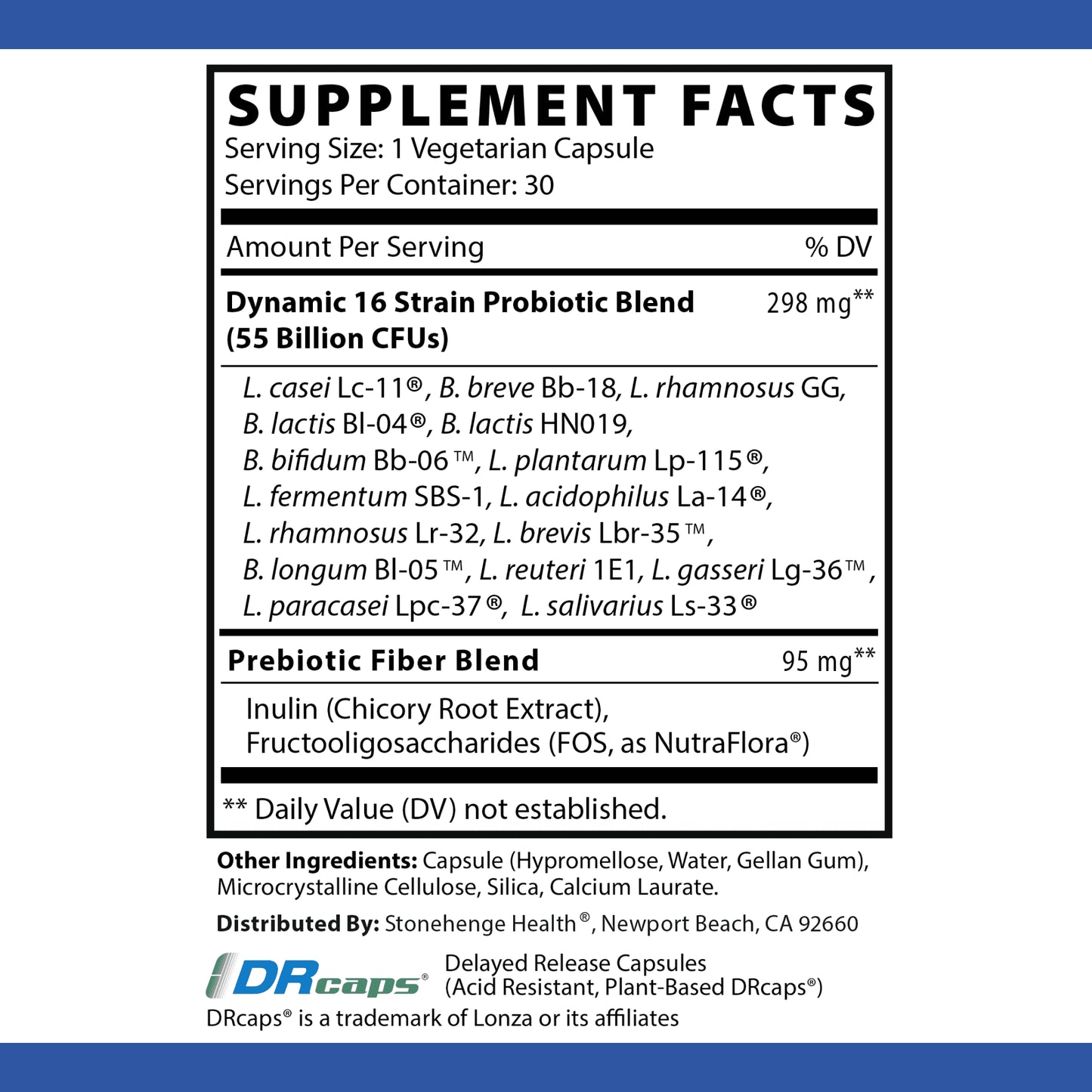 Dynamic Biotics Probiotics 55 Billion CFU, 16 Strains, Prebiotic, Synbiotic, Lactobacillus Acidophilus, Delayed Release, Shelf Stable, Supplement Capsule (1 Pack)