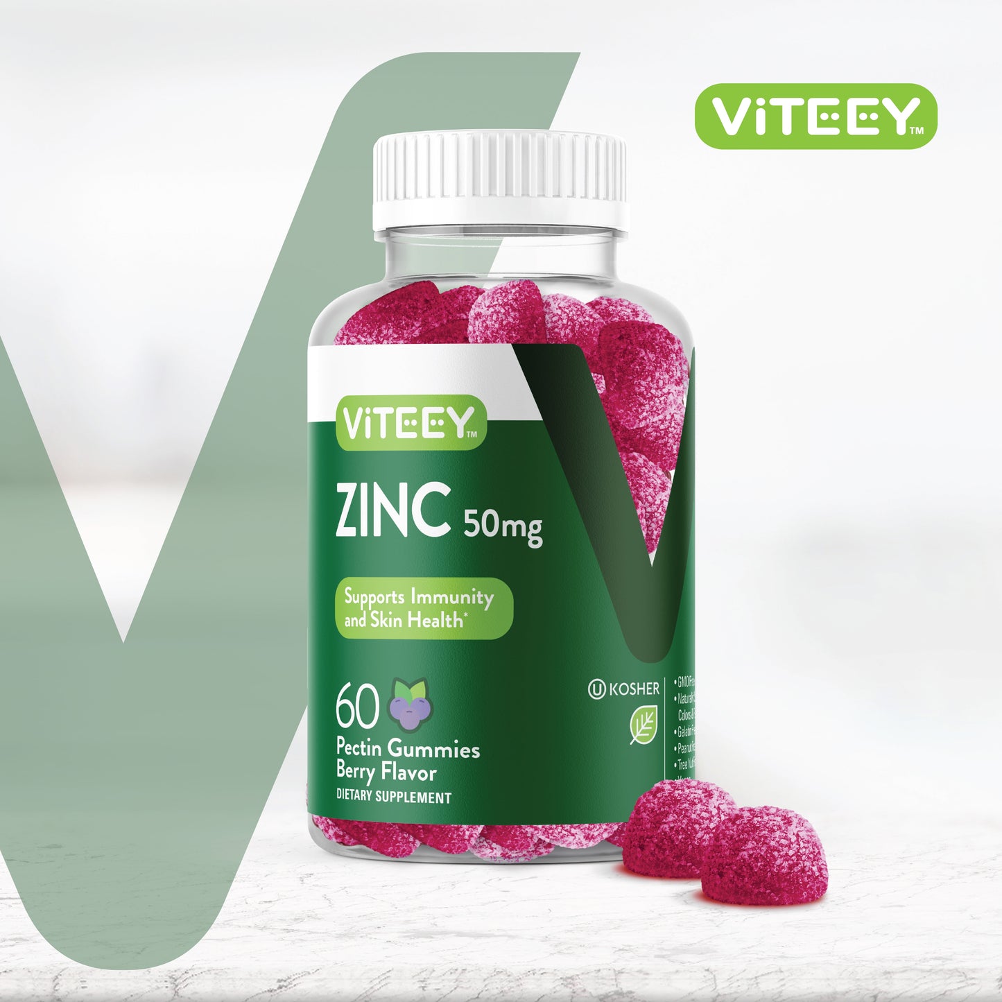 Zinc Gummies 50Mg, Immune Support Gummies, Berry Flavor, 60 Count, 1 Pack