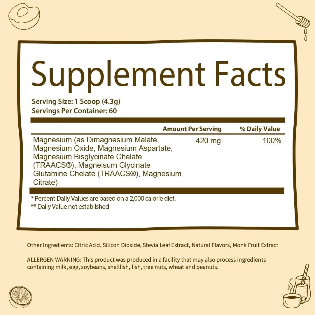 Magnesium Complex Powder for Sleep Stress and Muscle Support, Honey Citrus, 60 Servings