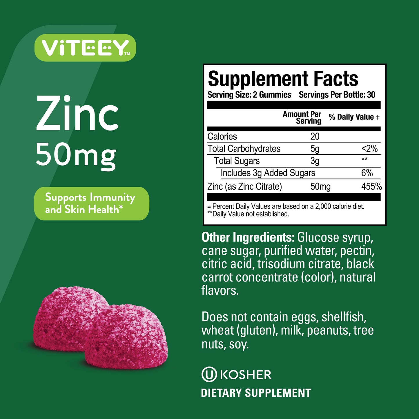 Zinc Gummies 50Mg, Immune Support Gummies, Berry Flavor, 60 Count, 1 Pack