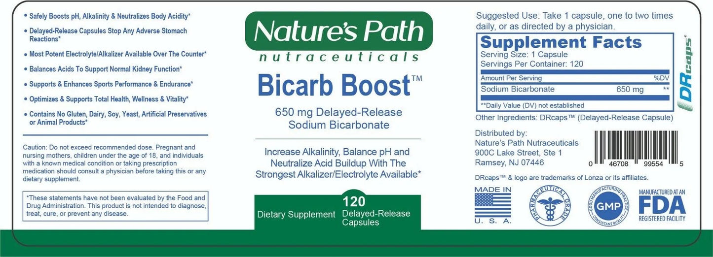 Bicarb Boost - 650Mg Sodium Bicarbonate Alkaline Electrolyte Salt Pill