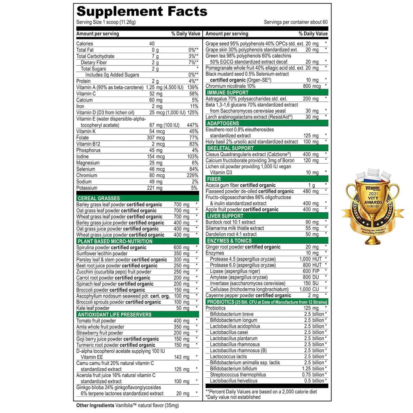 , Green Vibrance, Vegan Superfood Powder, 83 Servings