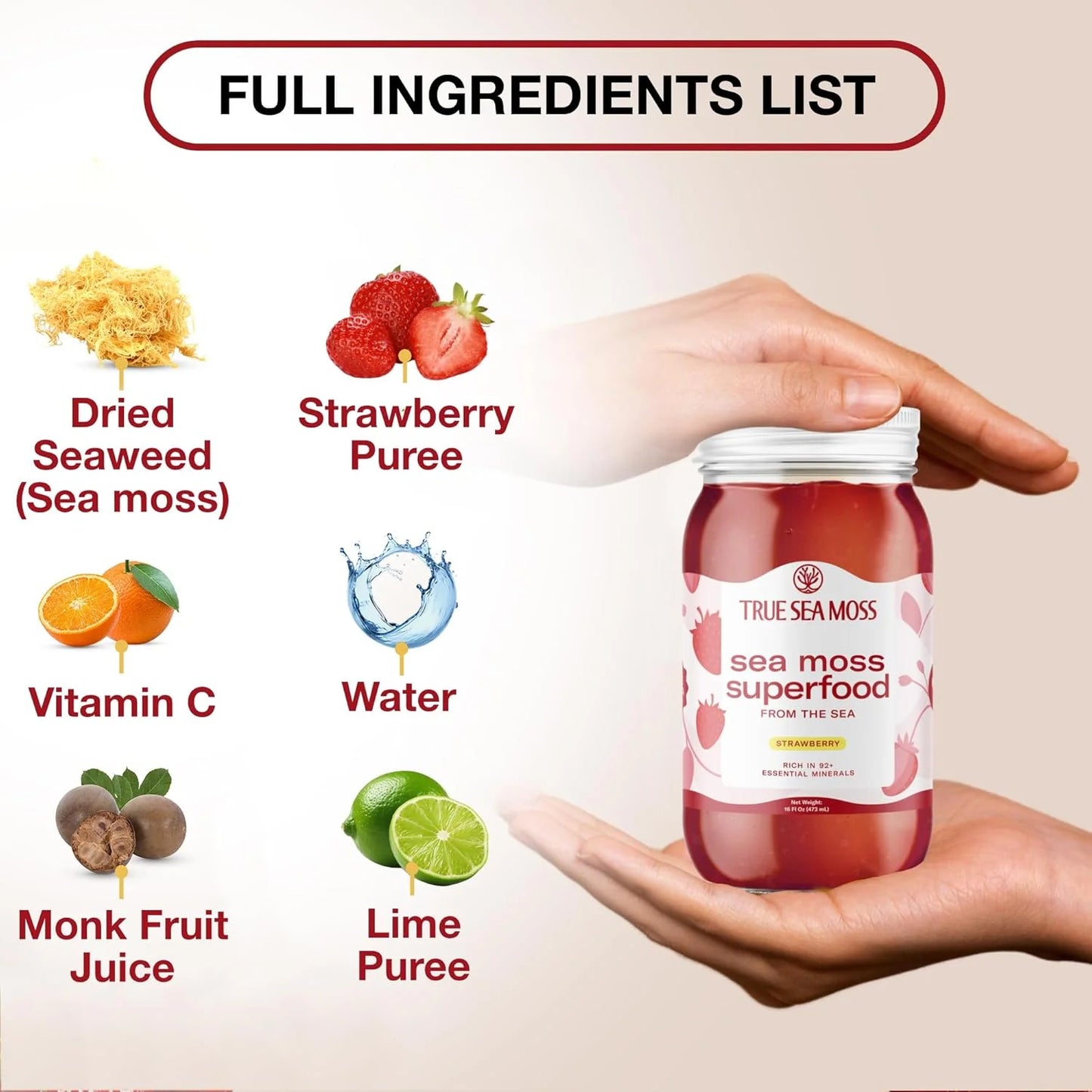 Wildcrafted Irish Sea Moss Gel Antioxidant Health Supplement, Vegan-Friendly Made in USA (Apple, 3), 48 Oz.