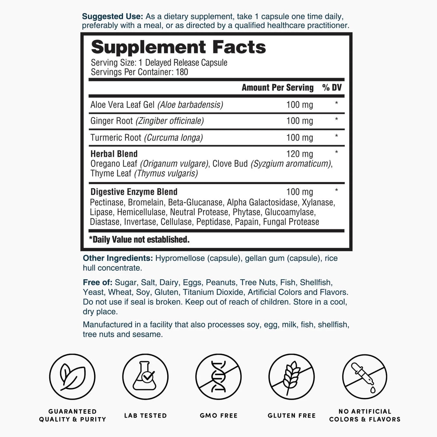 Enzym Balance - 180 Capsules (6 Month Supply) - 16 Digestive Enzymes with Aloe, Turmeric, Ginger, Oregano - Ease Gas, Bloating & Constipation*