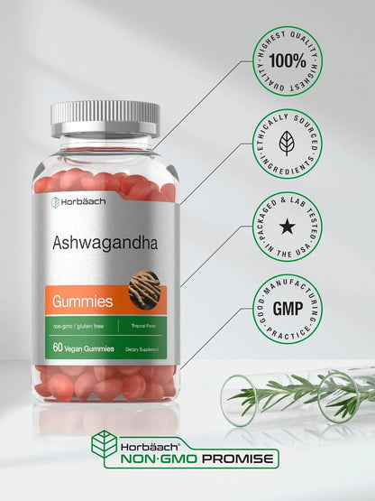 Ashwagandha Gummies | 60 Count | Tropical Flavor | Vegan Formula | by