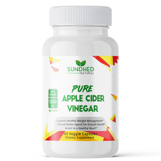 Pure Apple Cider Vinegar - 1250Mg Natural Detox Cleanse, Appetite Suppressant & Bloating Relief, Supports Blood Sugar & Immune System, Assists Weight Loss and Digestion, Fat Burner