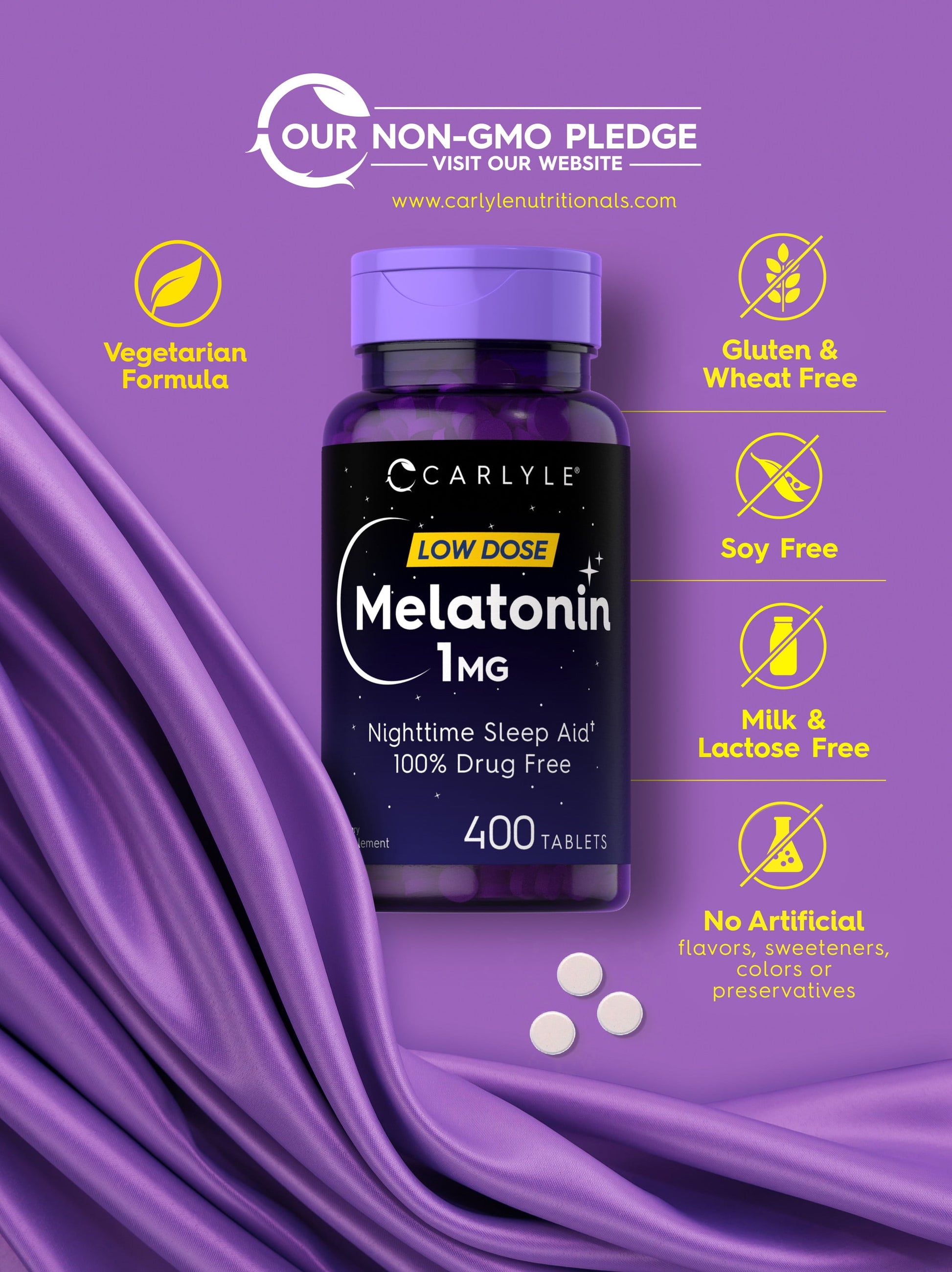 Melatonin 1Mg | 400 Vegetarian Tablets for Men and Women | by