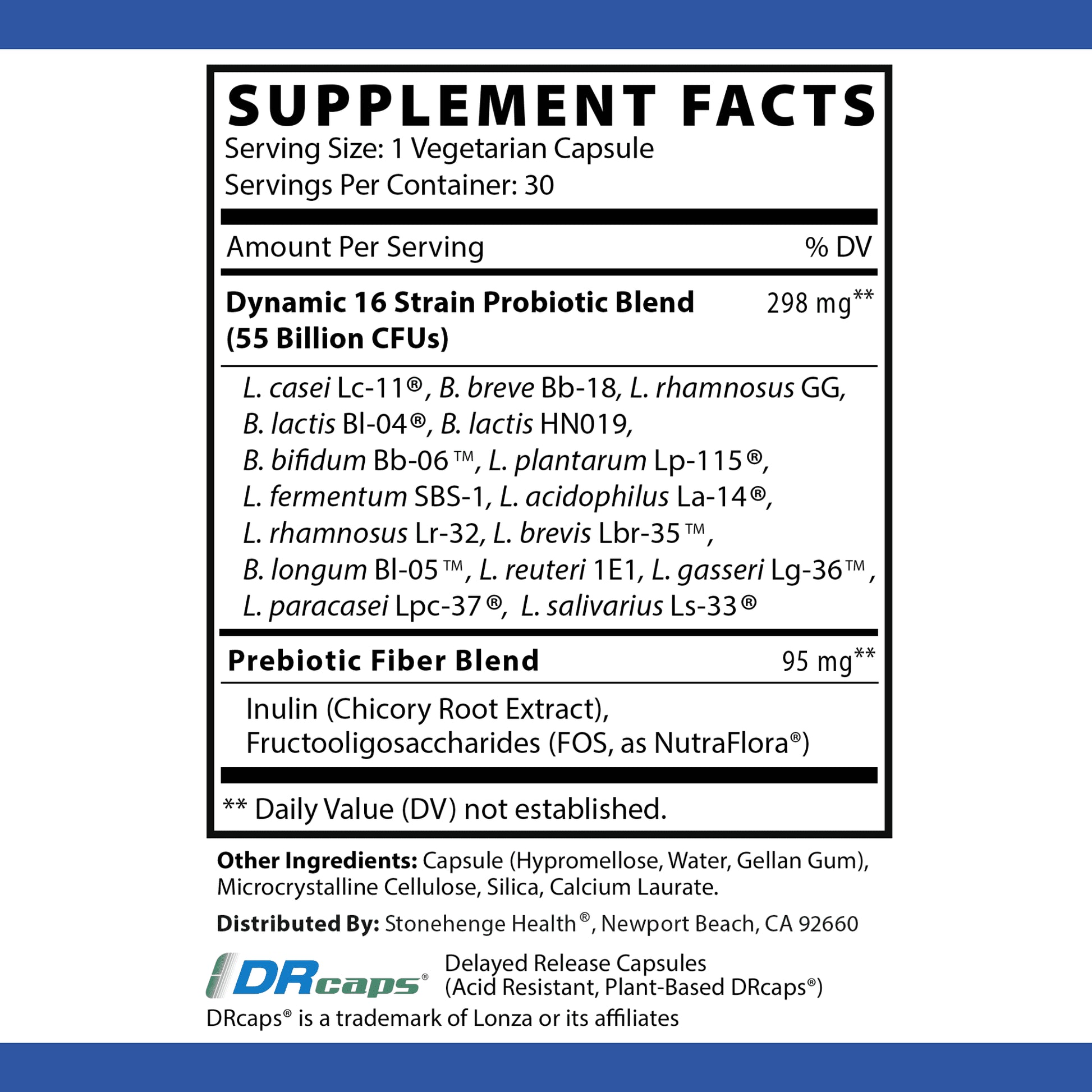 Dynamic Biotics Probiotics 55 Billion CFU, 16 Strains, Prebiotic, Synbiotic, Lactobacillus Acidophilus, Delayed Release, Shelf Stable, Supplement Capsule (1 Pack)