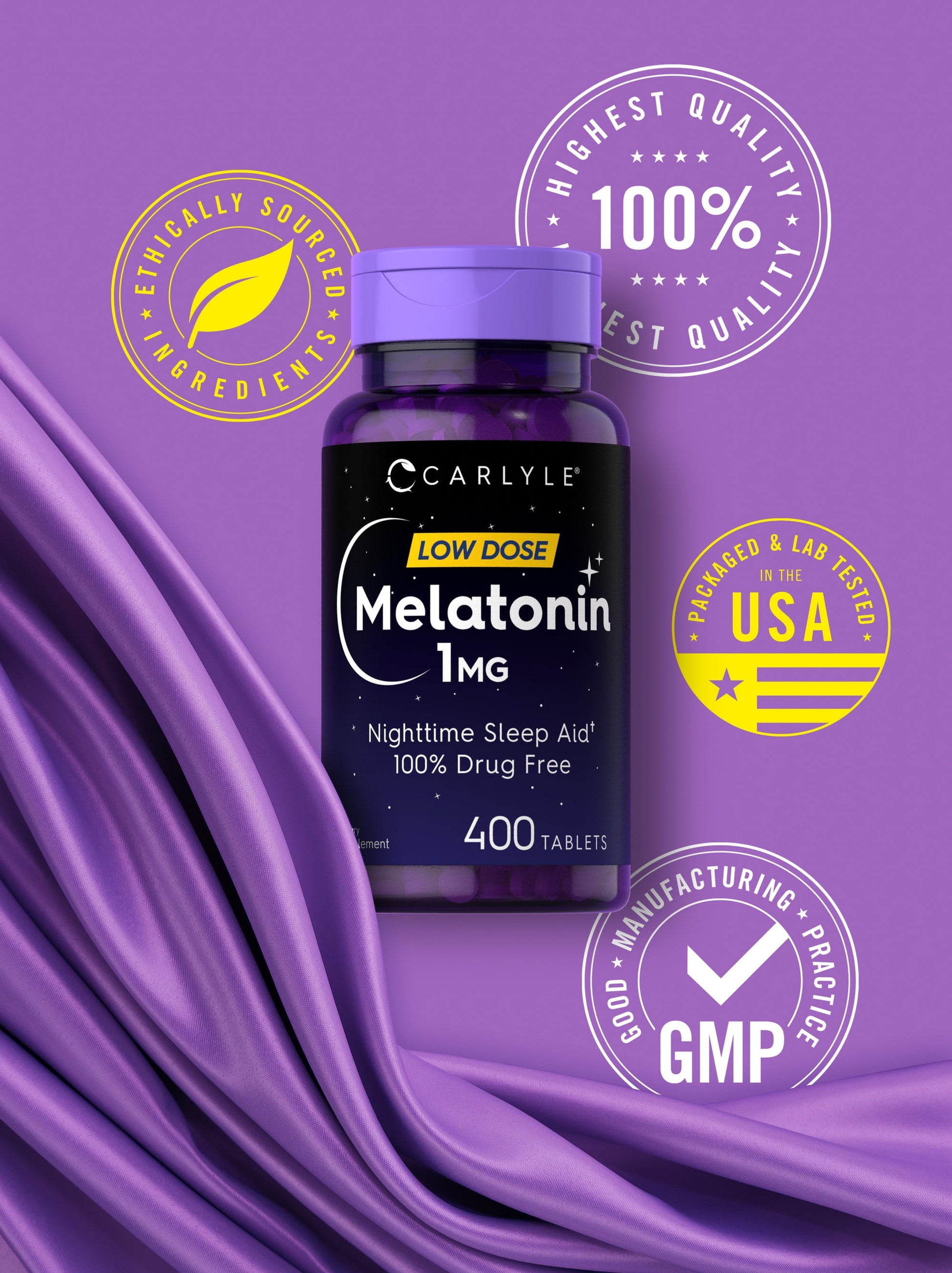 Melatonin 1Mg | 400 Vegetarian Tablets for Men and Women | by