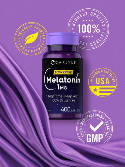 Melatonin 1Mg | 400 Vegetarian Tablets for Men and Women | by