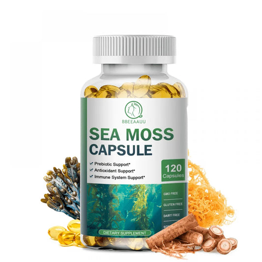 Irish Sea Moss Capsules - 2000 Mg - Made with Bladderwrack & Burdock Root - Seamoss Supplement for Thyroid, Energy, Immune Support, 120 CT