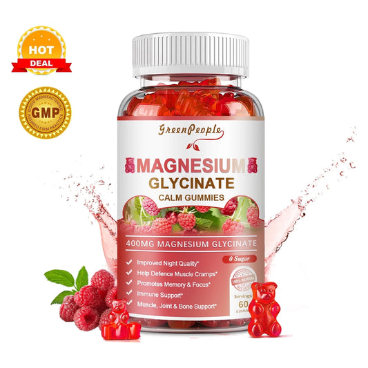 Magnesium Glycinate Gummies 600Mg - Sugar Free Magnesium Potassium Supplement - for Calm Support & Sleep for Adults- 60 Raspberry Gummies