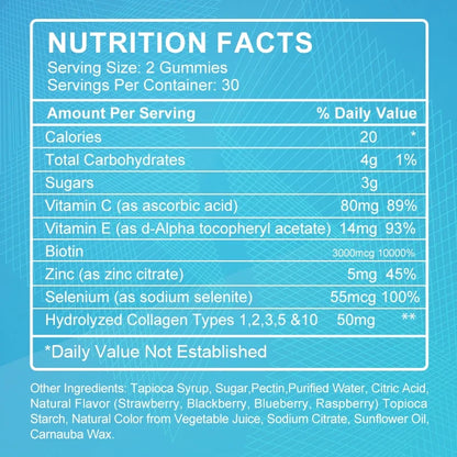 Multi Collagen Gummies | 5 Types of Food Source Collagen Supplements - Promotes Healthy Hair, Skin, Nail | 60 Gummies