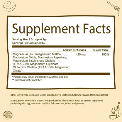 Magnesium Complex Powder for Sleep Stress and Muscle Support, Honey Citrus, 60 Servings