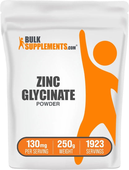 Bulksupplements Zinc Glycinate Powder - Gluten Free, 130Mg per Serving - 500 Grams (1.1 Lbs) - 3846 Servings