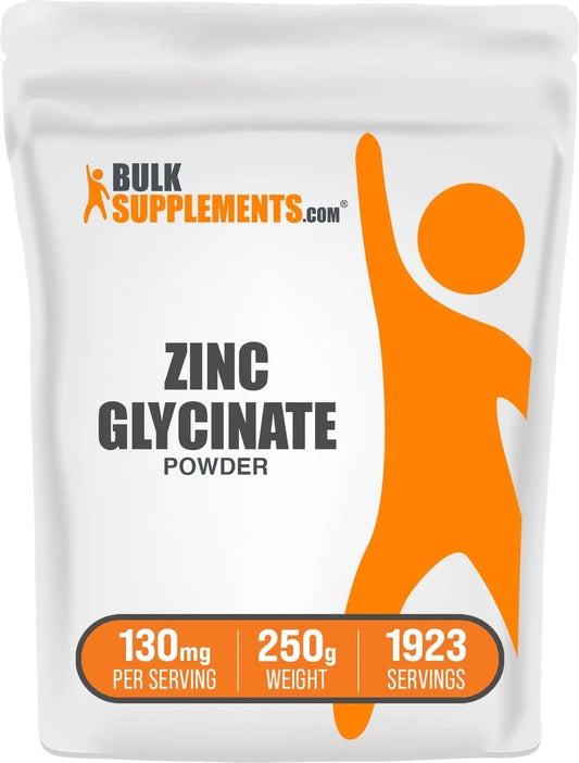 Bulksupplements Zinc Glycinate Powder - Gluten Free, 130Mg per Serving - 500 Grams (1.1 Lbs) - 3846 Servings