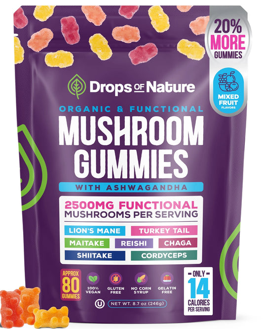Serenity Bites Mushroom Gummies with Lavender Extract and Chamomile for Relaxation, 60 Count