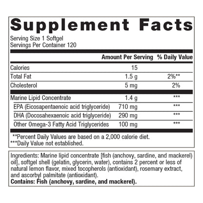 Omegagenics Fish Oil EPA-DHA 1000 Mg - Omega-3 Fish Oil Supplement - for Heart Health, Musculoskeletal Health & Immune System Health* - with DHA & EPA - 120 Softgels