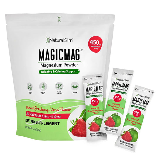 Magicmag Magnesium Citrate Powder Stick for Stress, Sleep & Mood Support, 30 Packets