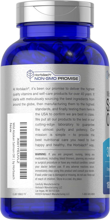 Salmon Oil | 3000Mg | 180 Softgels for Men and Women | Wild Alaskan Fish Oil | by