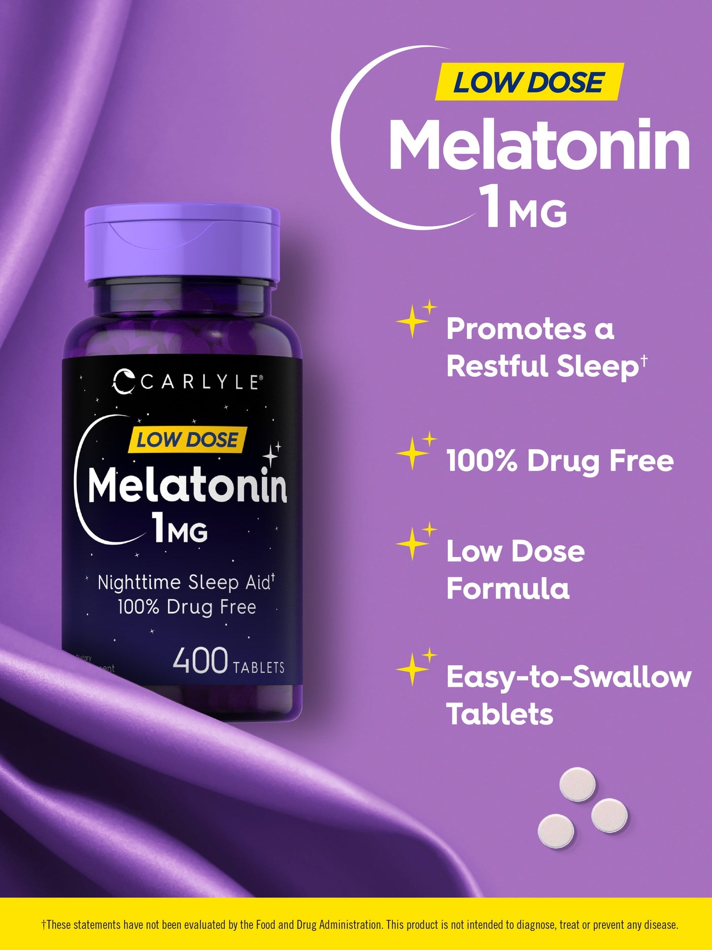 Melatonin 1Mg | 400 Vegetarian Tablets for Men and Women | by