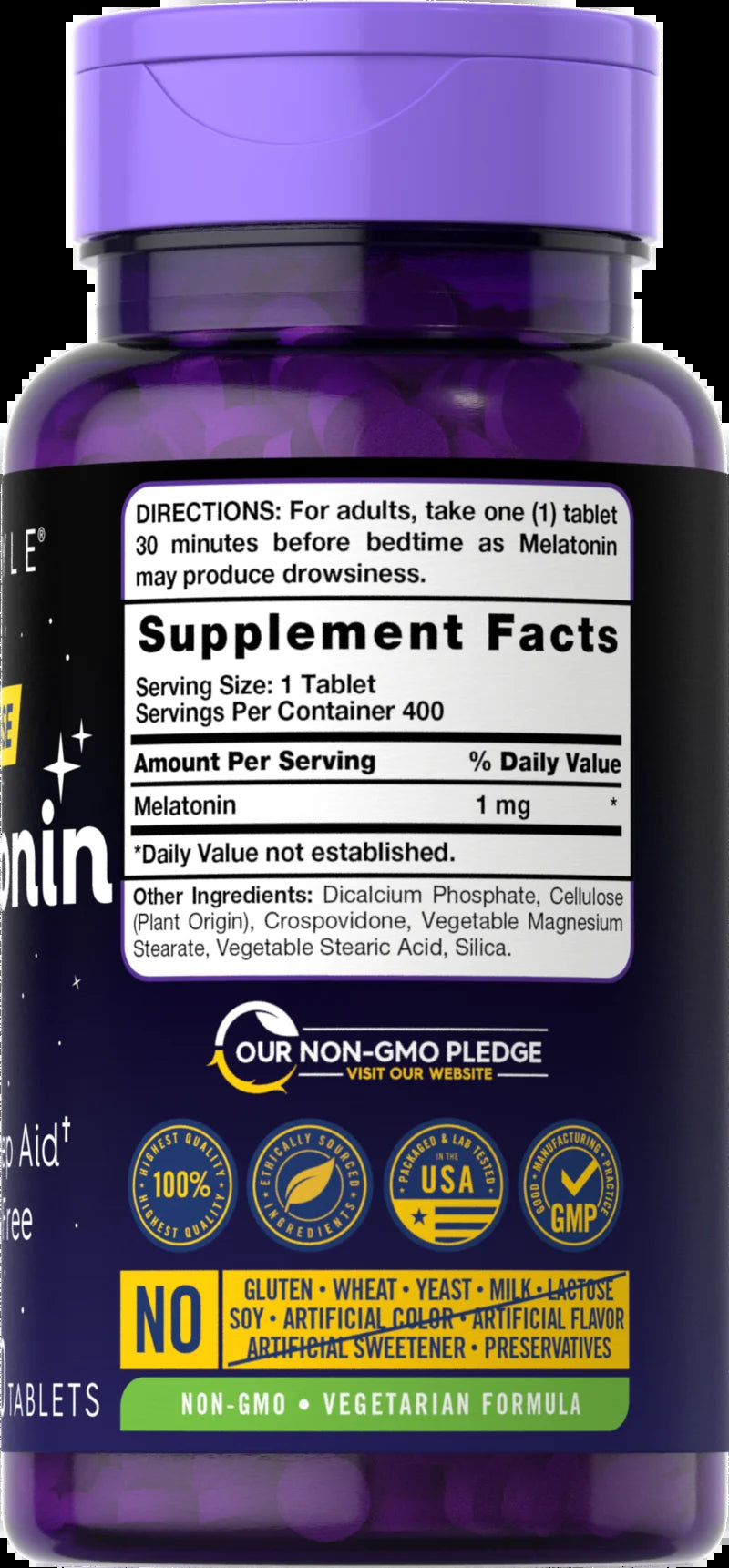Melatonin 1Mg | 400 Vegetarian Tablets for Men and Women | by